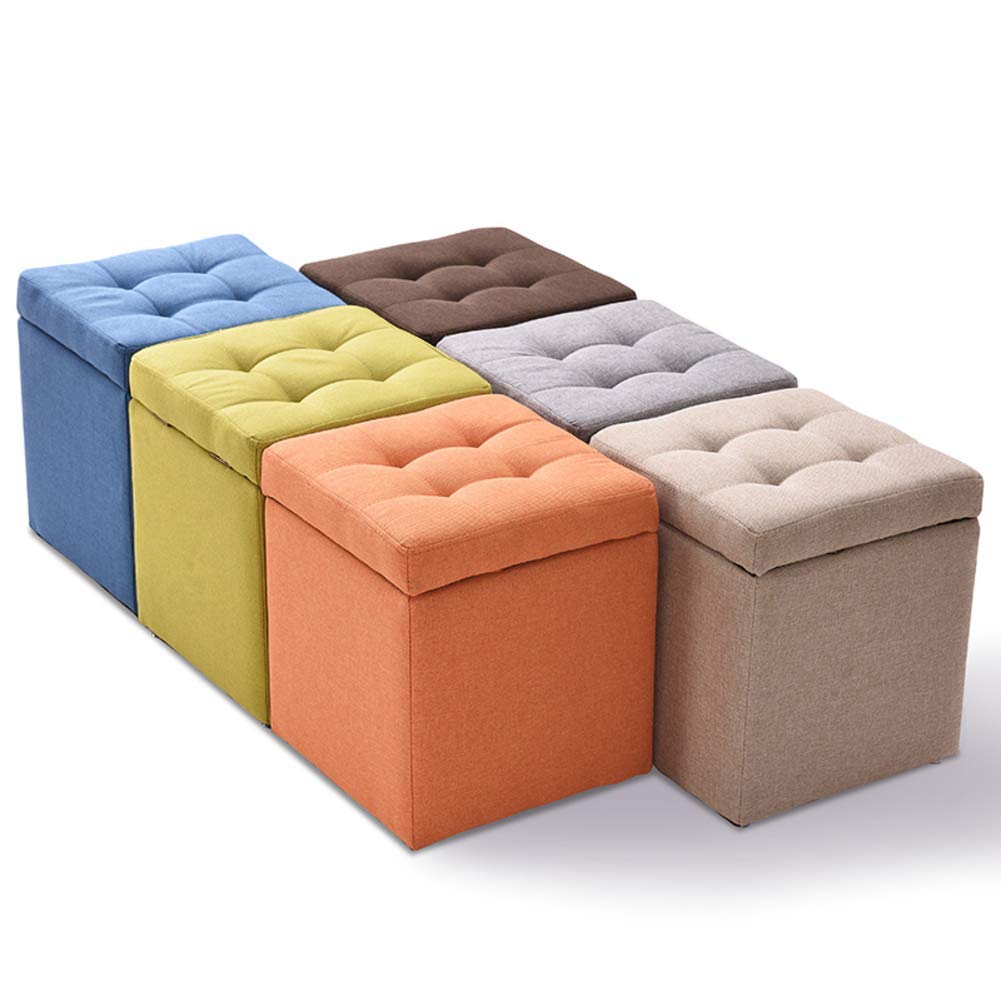 Pouf ottomano con contenitore, sgabello girevole con scatola per giocattoli, vassoio organizer per scarpe, panca per ottomana