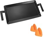 Gratte universelle plate pour le gaz/charbon/Grill électrique, 25" x 16.5" Non-stick FlatTop Cuisinière en carbone pour Weber, Nexgrill, Charbroil, Plaque de cuisson Grill Chef avec Gants en silicone