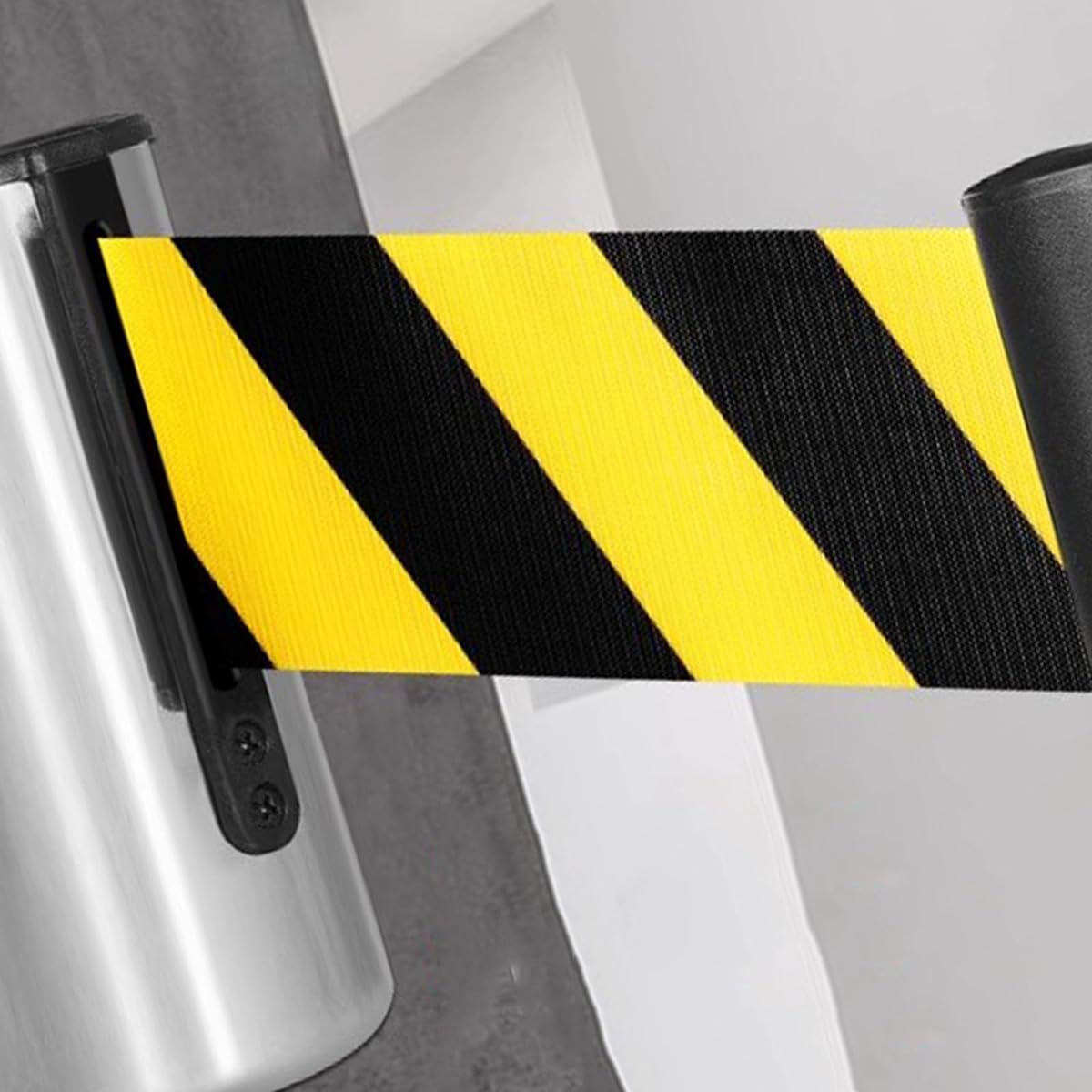 Barrera Seguridad retráctil para Colas multitudes, con cinturón retráctil, Color Amarillo y Negro, para Control multitudes