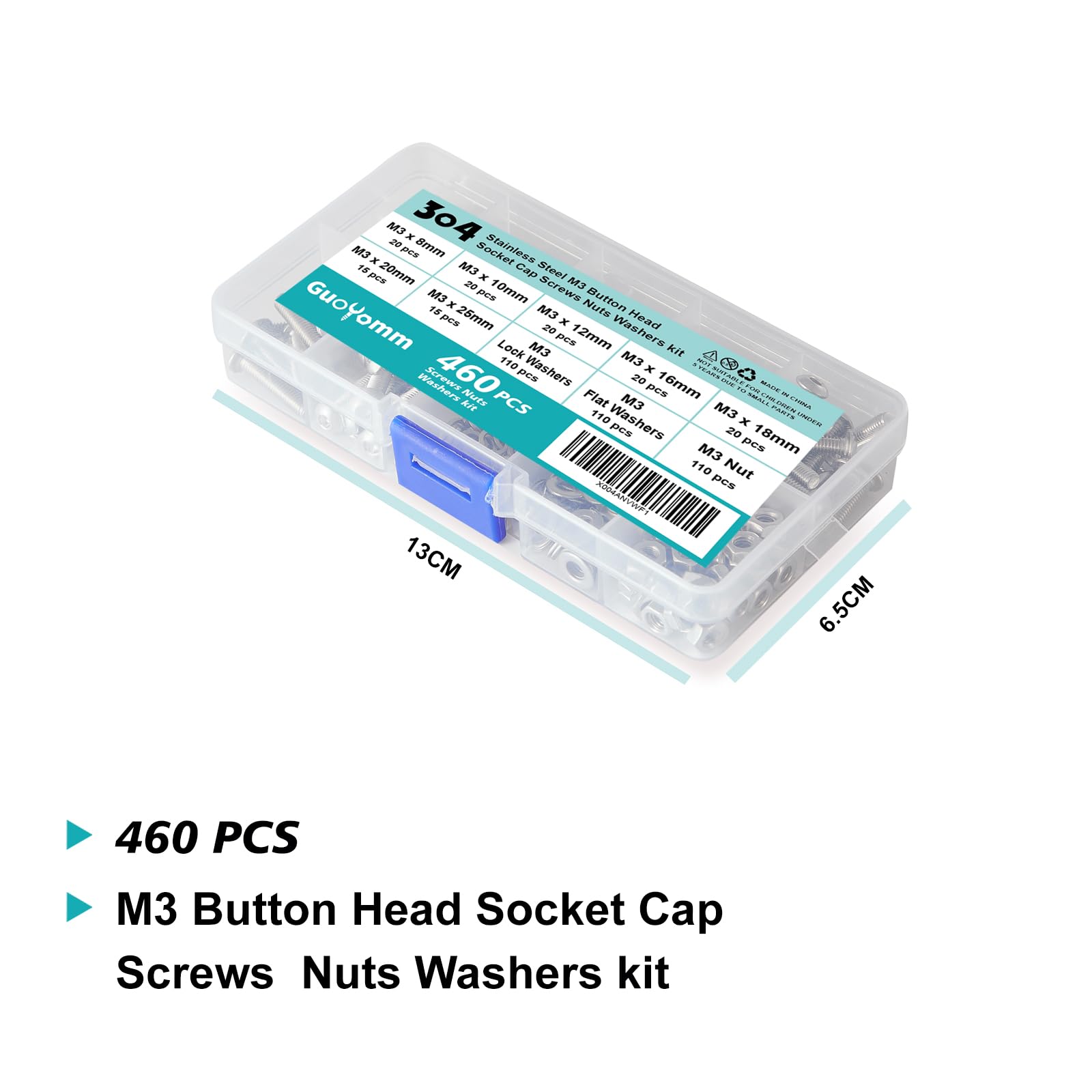 460 Pcs M5 Bolts And Nuts Set, Hex Socket Head Cap Screws Bolts