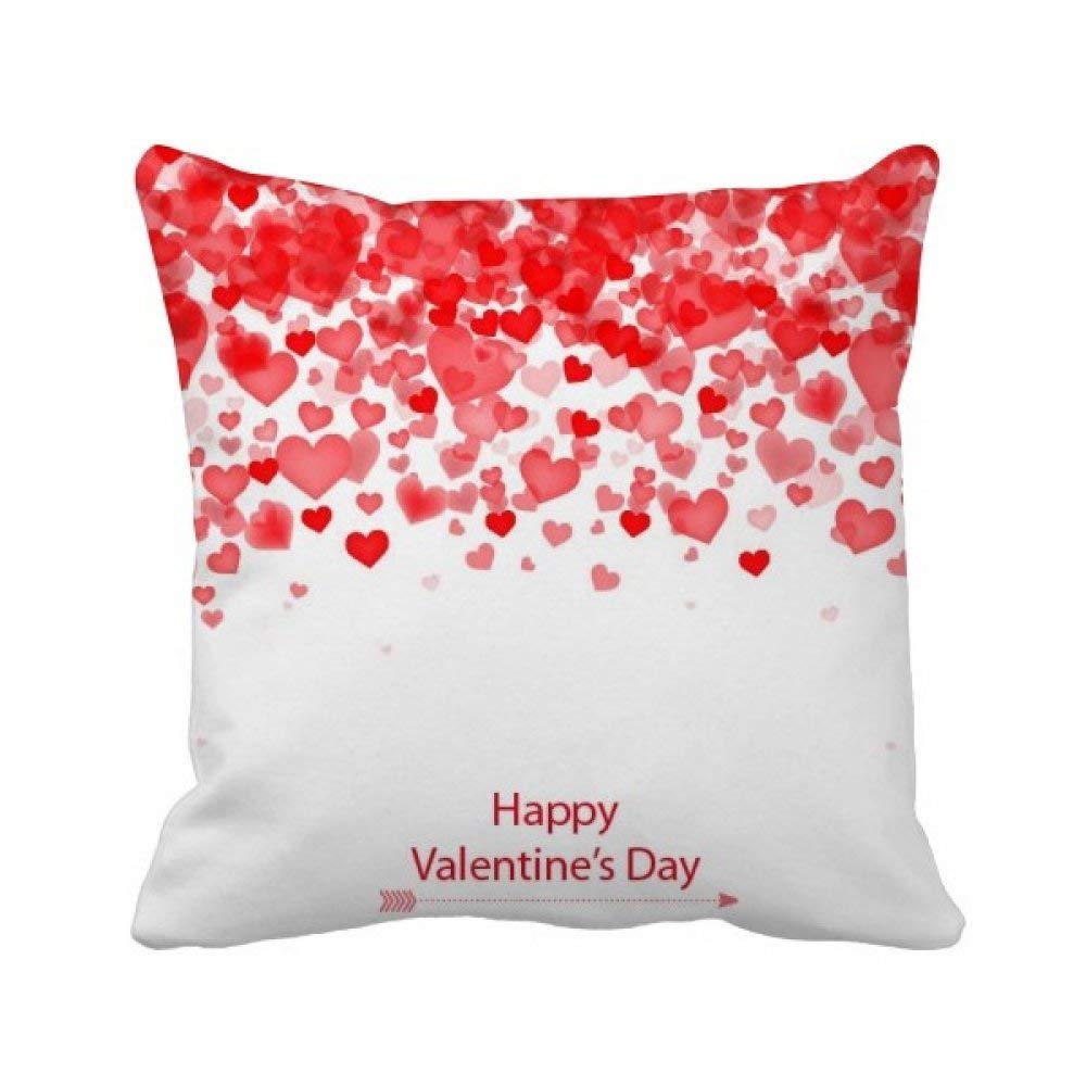Housse de coussin carrée déco salon motif cœurs et fleurs taie oreiller canapé chambre