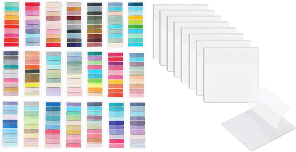 4200 Pcs Sticky Tabs and 400 Transparent Sticky Notes for Annotating Books
