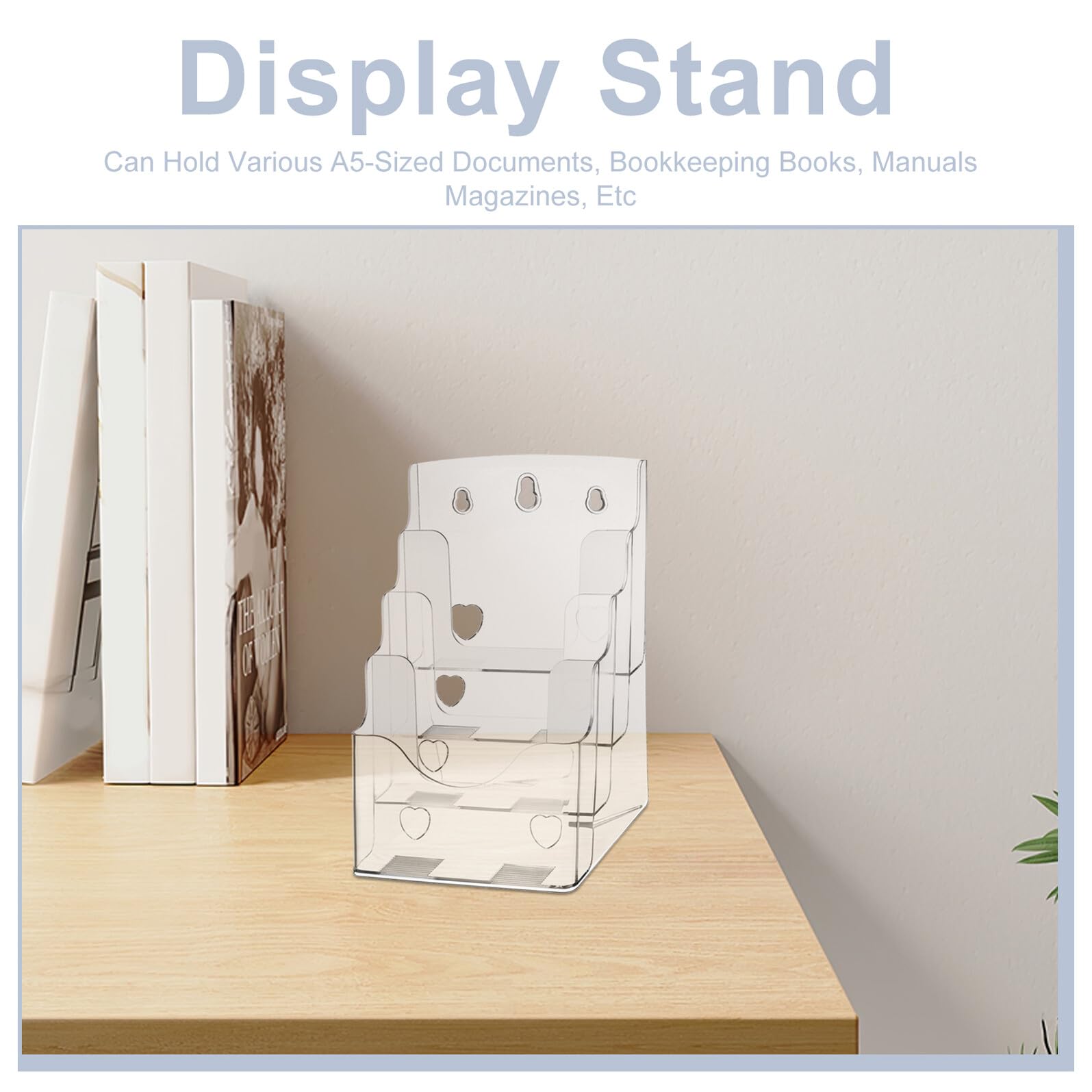 Zerodeko Lot de 2 Présentoirs de Brochures en Acrylique Transparent Porte-Documents à 4 et 3 Niveaux Support de Table pour Brochures A5 Organisateur de Documents Polyvalent pour Bureau