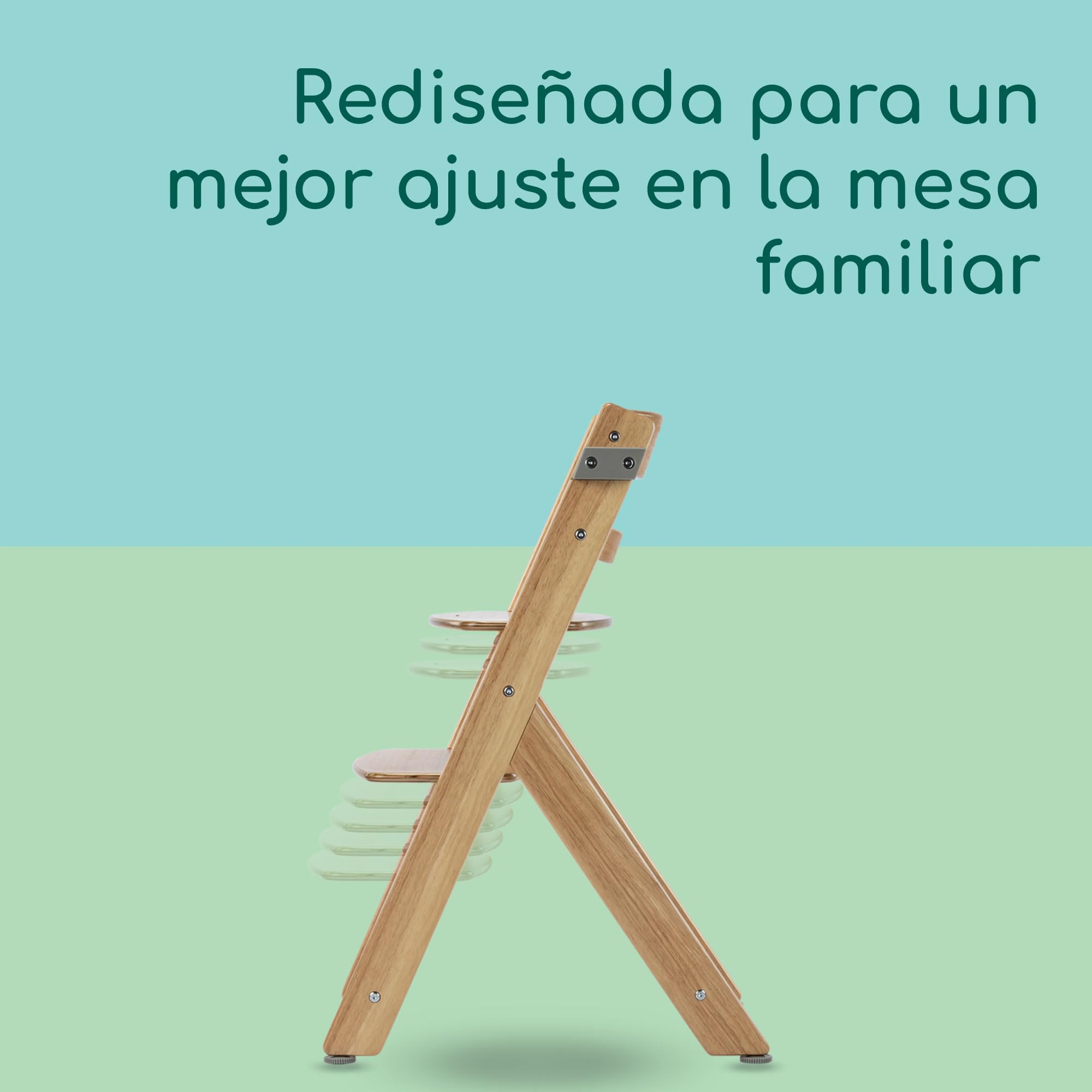 Bebeconfort Timba 2 Trona Evolutiva Bebé Madera, +6 Meses, Hasta 110 kg, Silla Trona Bebé Comedor Ergonómica, Apta para Mayoría de Mesas, Bandeja Extraíble, Asiento/Reposapiés Regulables, Natural Wood
