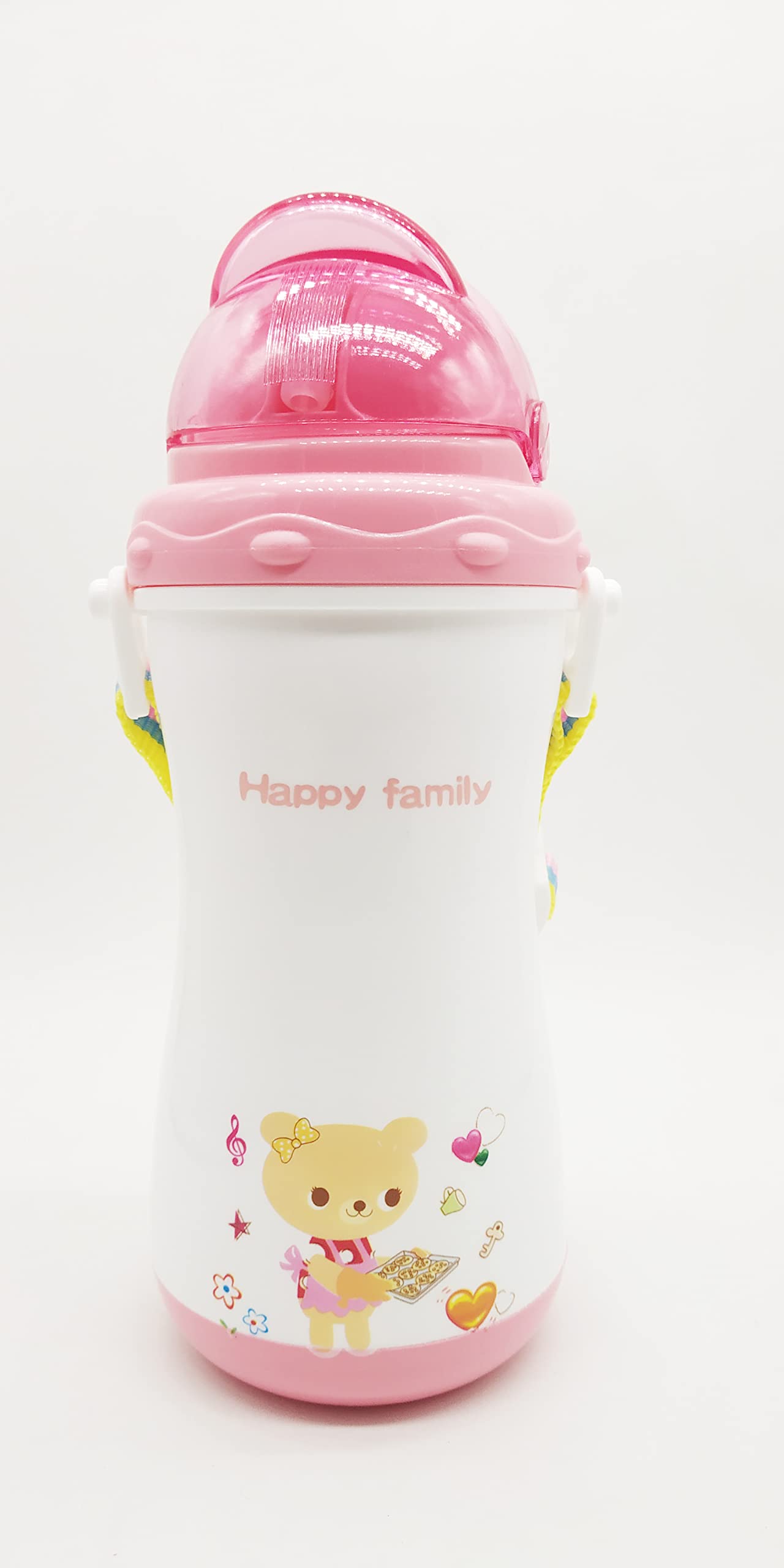 leakproof durable BPA free non-toxic kids bottle with straw - cute design water bottle with sipper for kids girls & boys pink color - Pack of 1-image-16