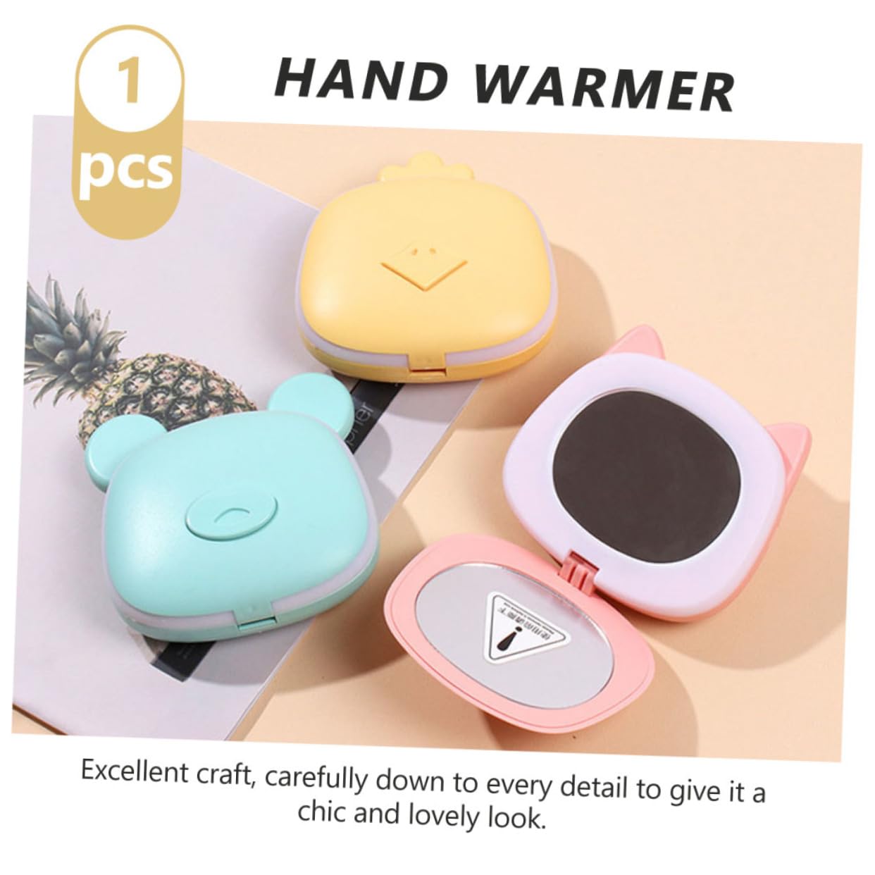 BESPORTBLE 6pezzi Portatile Scaldamani Elettrico Ricaricabile Con Specchio Cartoon Riscaldamento Veloce Per Inverno e Attività All Aperto Per Mani Piedi e