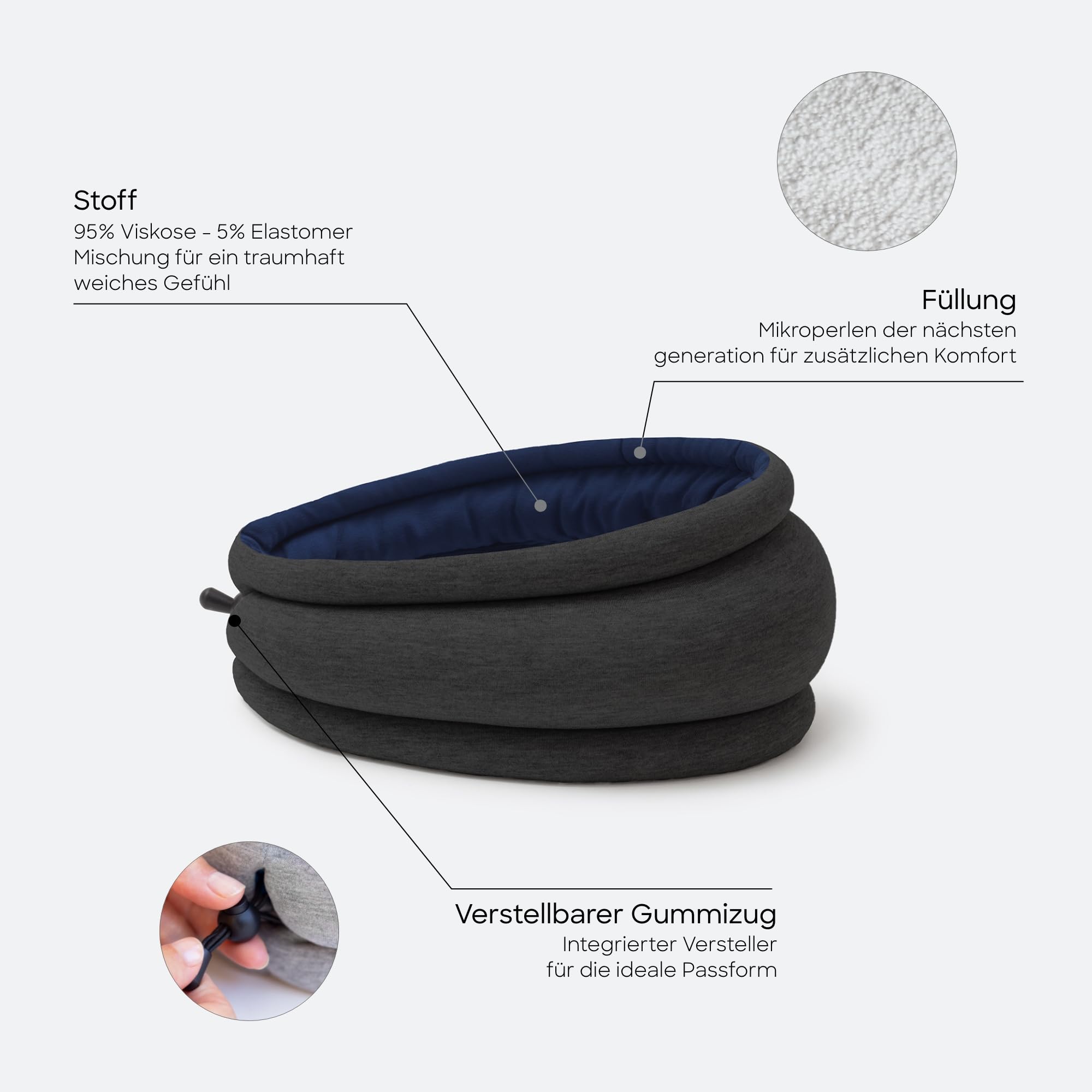 Ostrichpillow Light - Reisekissen & Power-Nap-Kissen - Premium-Komfort & Leichtigkeit, Anpassbar an Ihren Kopf, Klein & Vielseitig, Wende-Design, Leicht zu reinigen