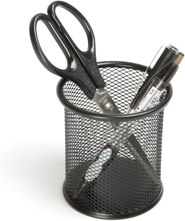 Aojia Mesh Collection Steel Mesh Pencil Cup Pencil Holder - Black 3.55"x3.9"h Ly-9109