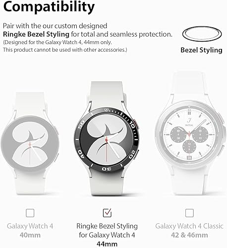 Miniatura 4 de Ringke Estilo de bisel [44-02] + vidrio templado para bisel [4 unidades] Compatible con Galaxy Watch 4 1.732 in