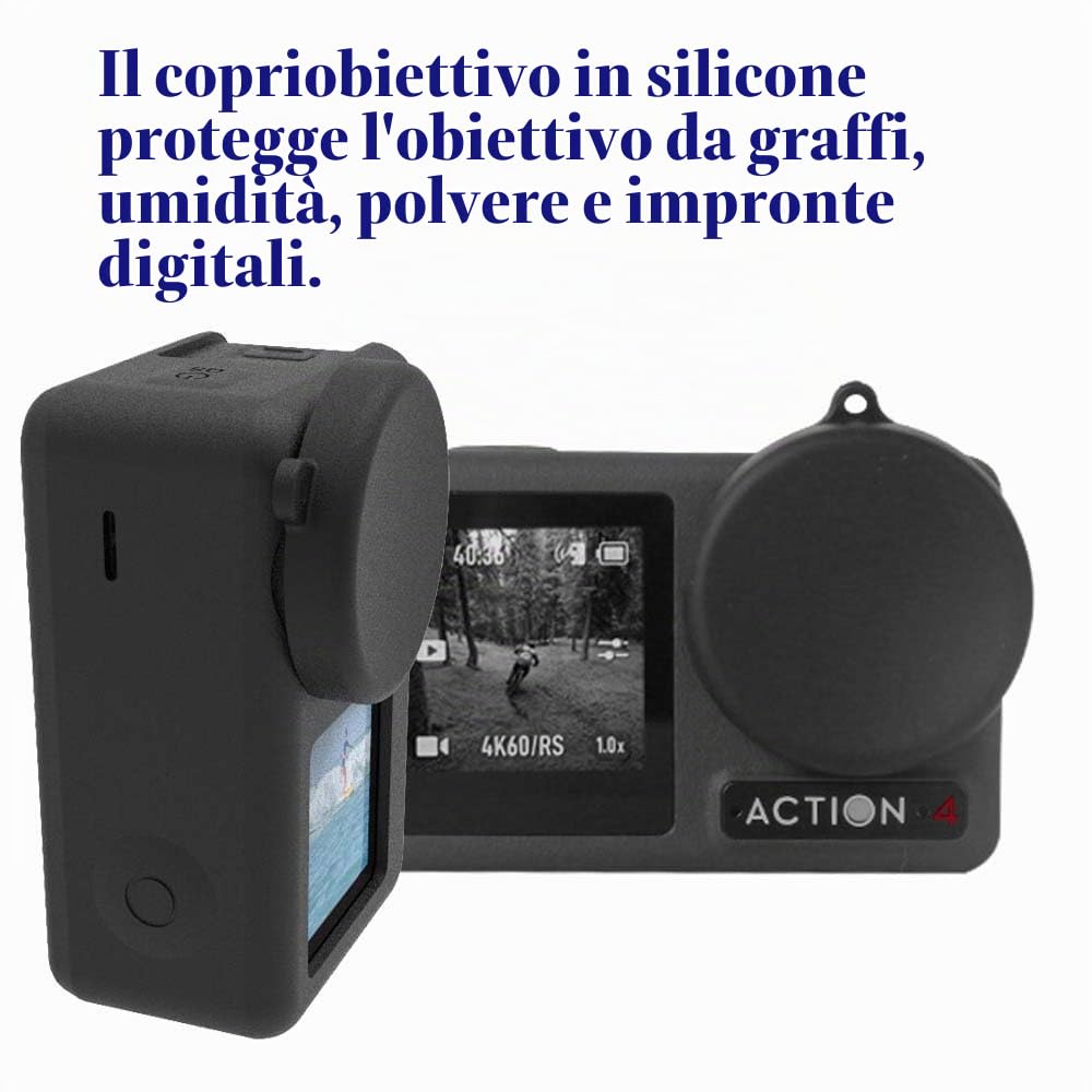 ULBTER Pellicola protettiva per DJI Osmo Action 4 + copriobiettivo, protezione in vetro temperato, 0,3 mm, durezza 9H anti-sfregamento, anti-impronte, anti-bolle [2+6 pezzi]