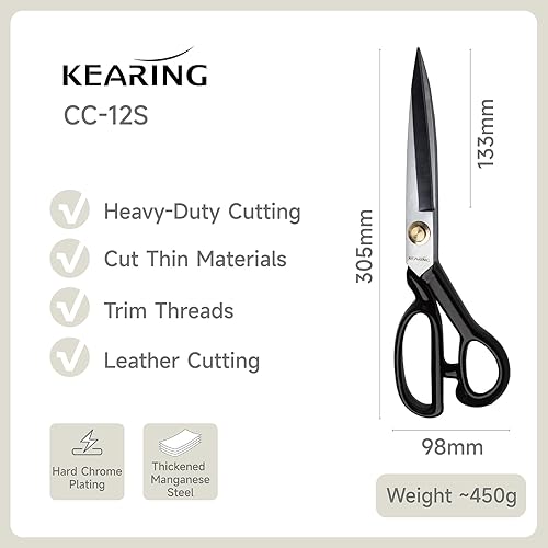 Miniatura 9 de Tijeras de sastre profesionales, tijeras de costura resistentes de 9 pulgadas para corte de tela, confección