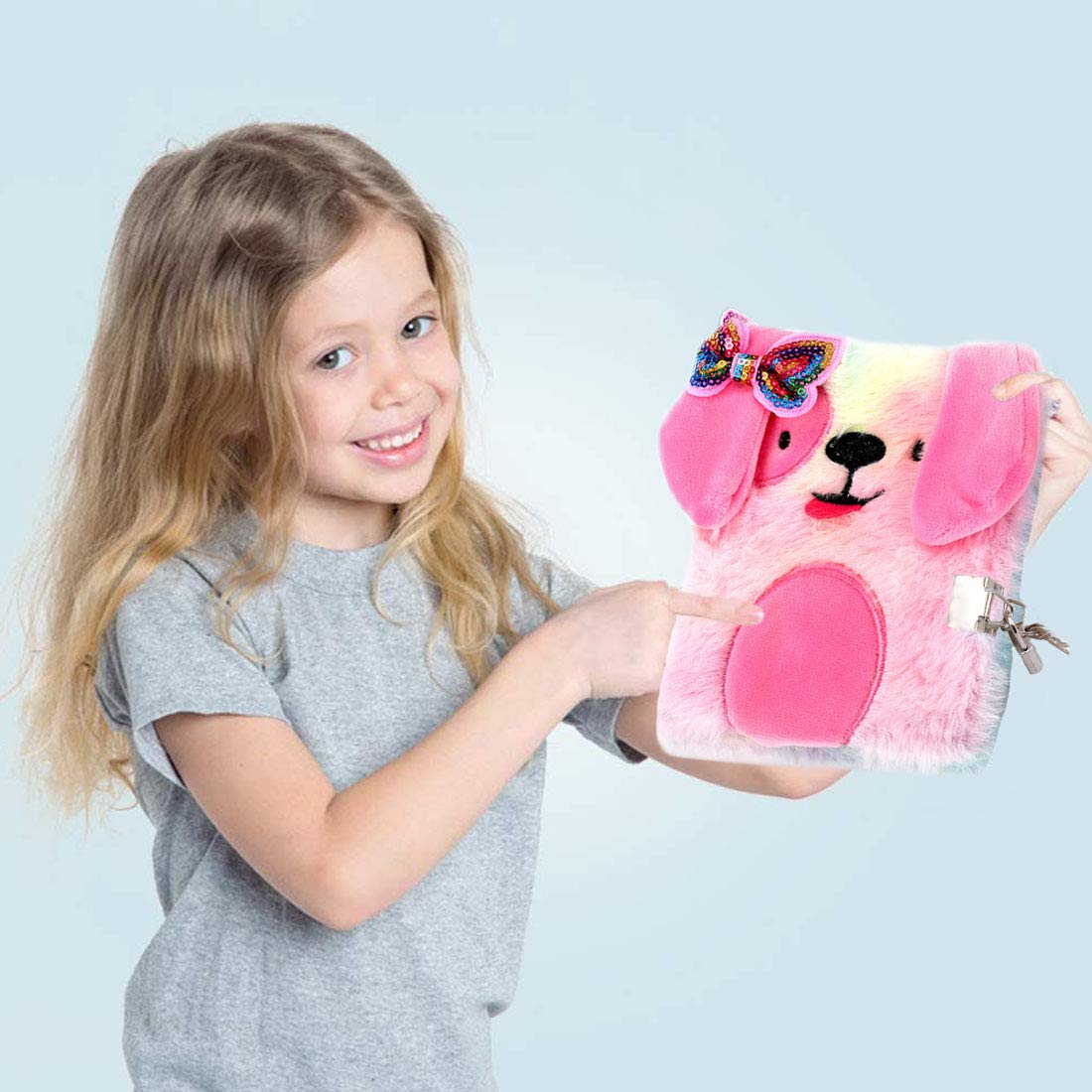 Diario In Peluche Per Ragazze - Con Unicorno, 160 Pagine, 21.5x14.8 Cm - Foto 5