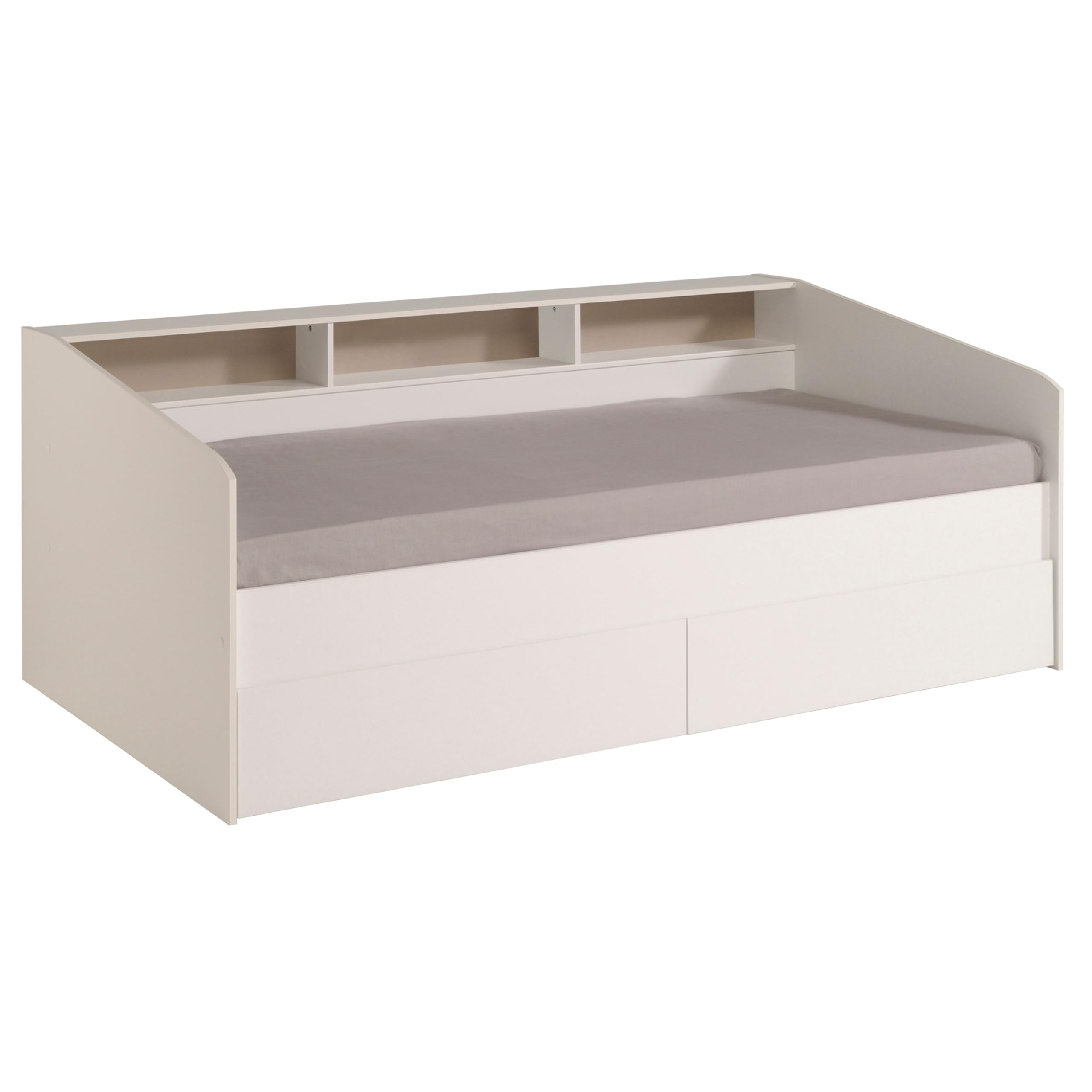 Miroytengo Cama Juvenil Style Color Blanco con cajones y estantes Personalizables habitacion Infantil Moderna 80x203x113cm
