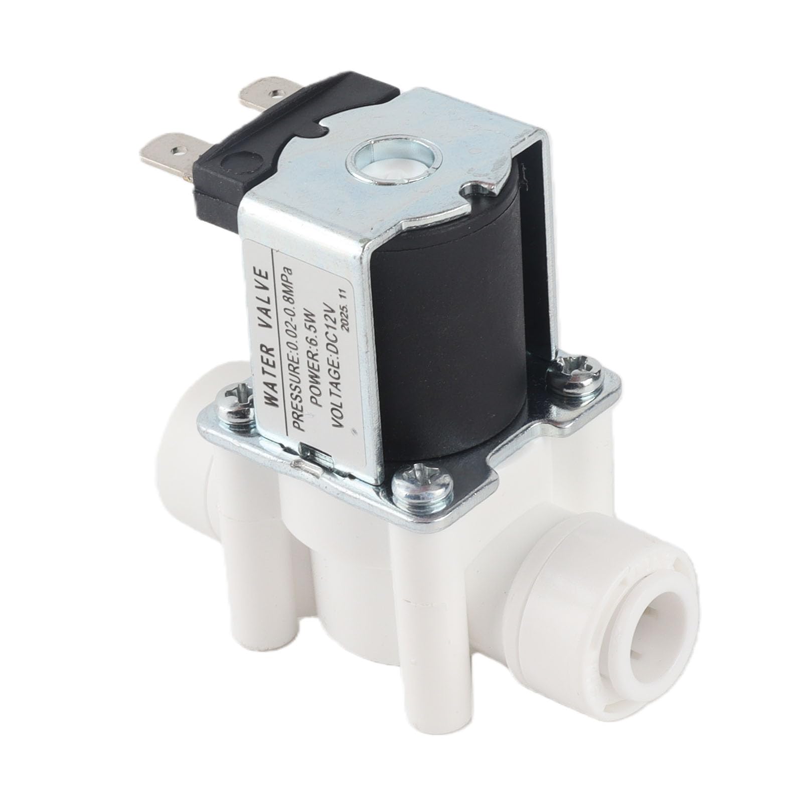 Elettrovalvola 12V DC 3/8" NC a Normale Chiusura per Depuratore d'Acqua con Attacco Rapido, Valvola Magnetica Elettrica in Plastica e Rame, Impermeabile