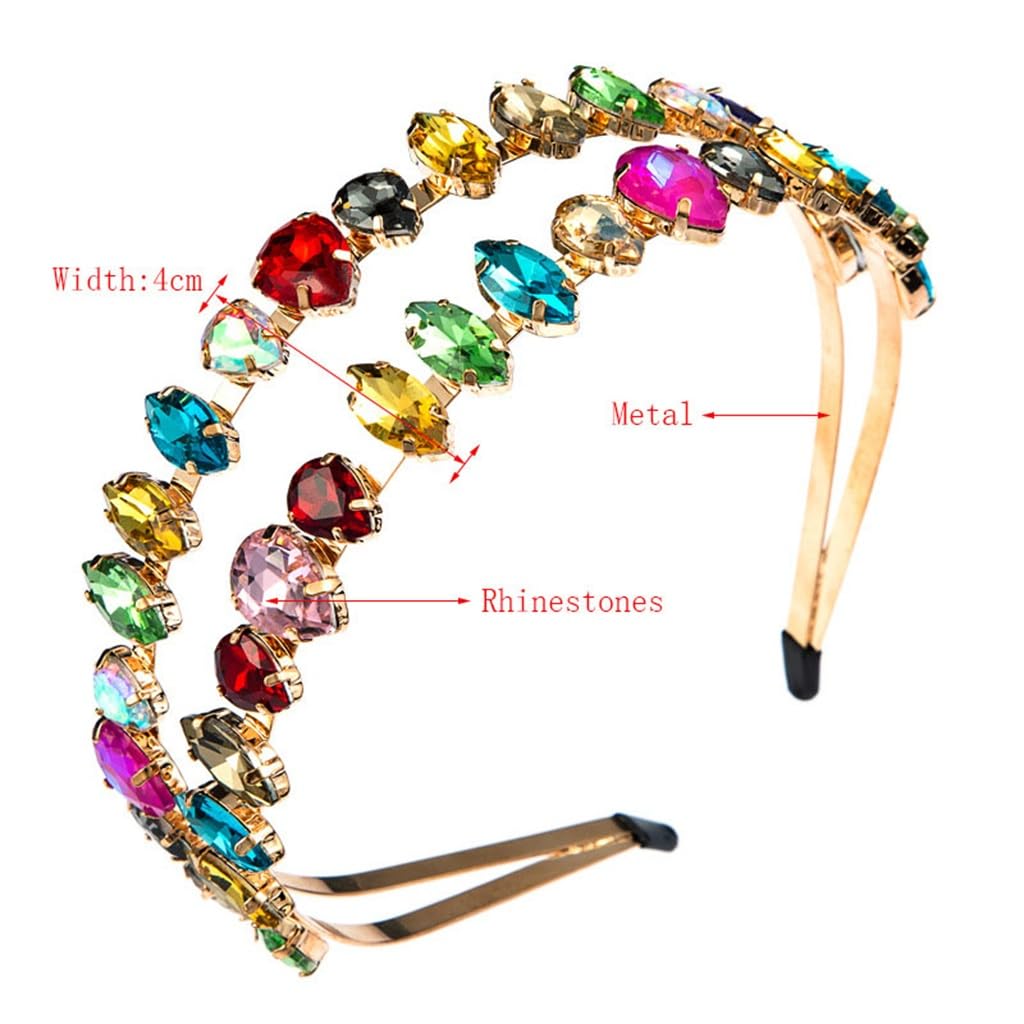 FMURY - Fasce per capelli multistrato da donna, con strass, accessori per capelli personalizzati