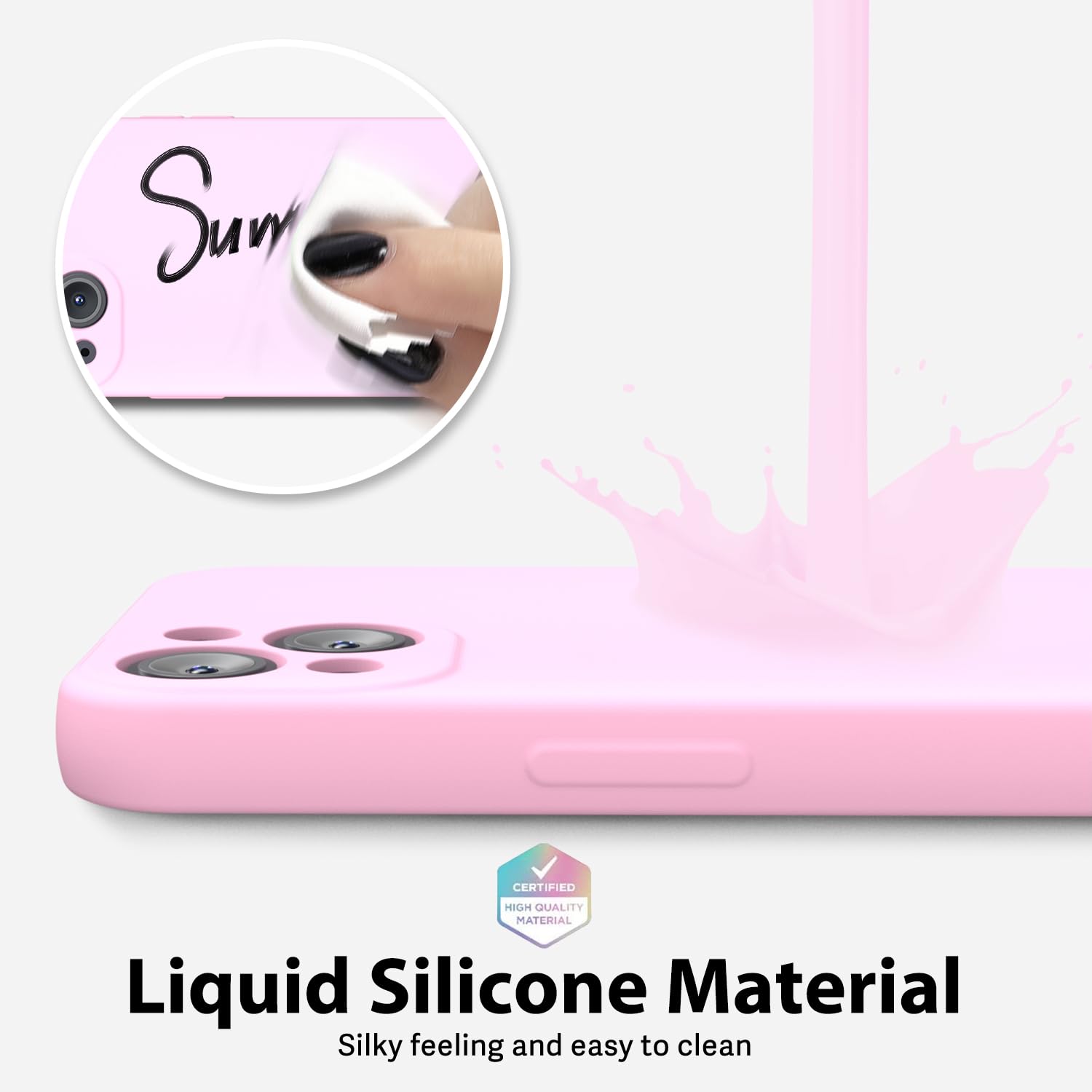 oakxco for iPhone 16 Pro Max Case Liquid Silicone, Soft Rubber Gel Elegant Aesthetic Basic Simple Cover, Cute Thin Slim TPU Matte Solid Color Plain Smooth Case for Women Girl, Light Pink — view 1291