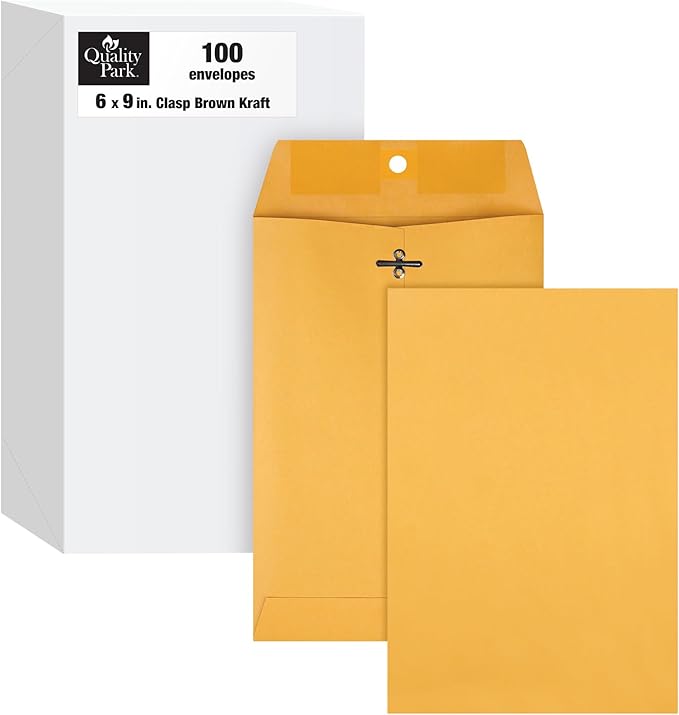 Quality Park 6x9 Clasp Envelopes, Extra Heavyweight 32 lb