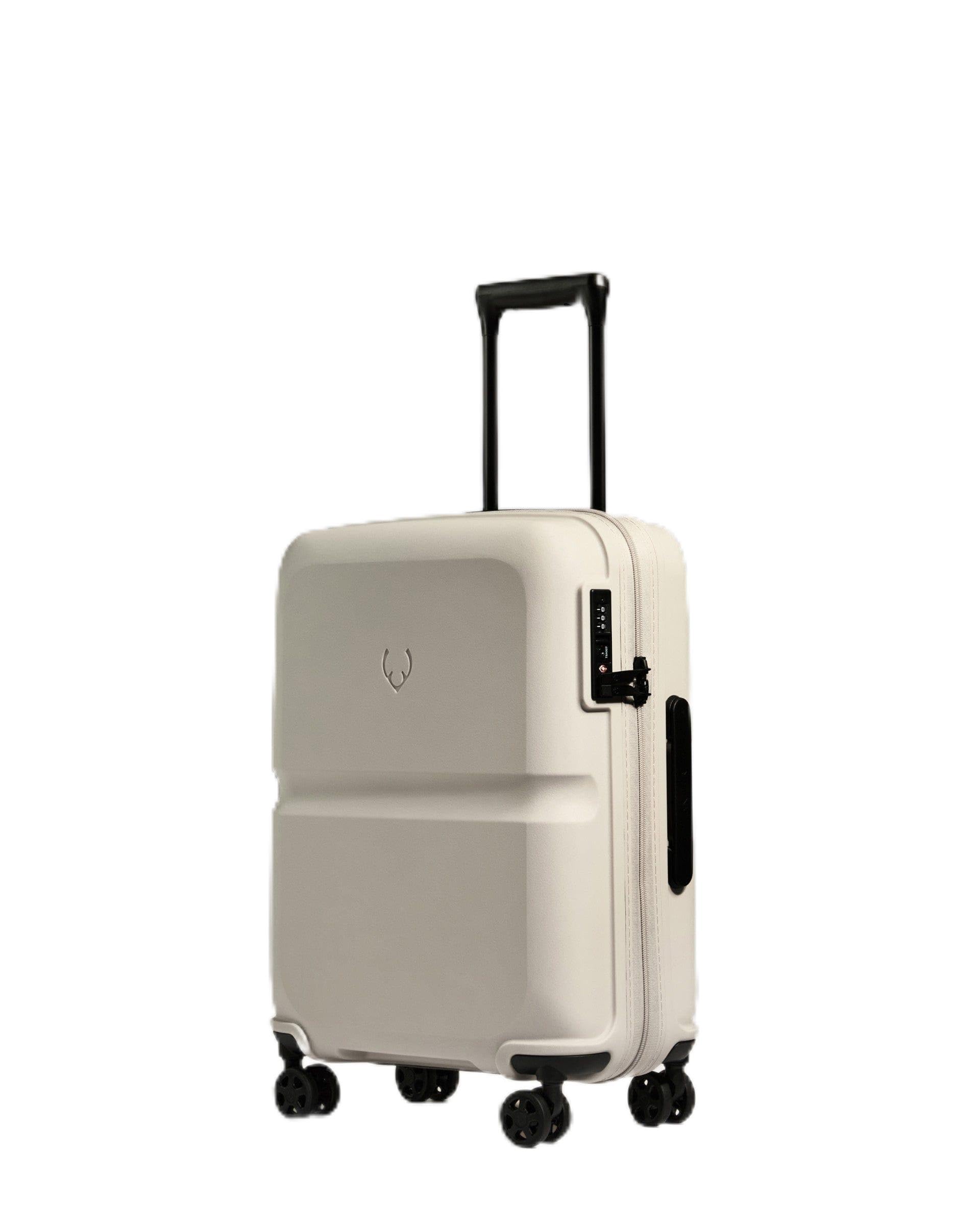 ANTLERSingle Stripe Hard Shell Cabin Suitcase, 55x40x20cm 39L, Lightweight, 4 Spinner Wheels - Adjustable Handle, Carry On Luggage Approved by easyjet, Ryanair & British Airways, TSA Lock - Taupe