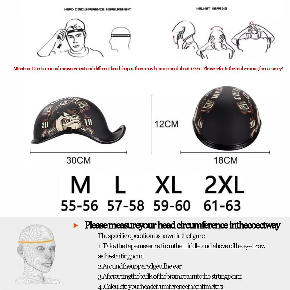 Retro Motorrad Halbhelme, Schwalbenschwanz-Design Motorrad-Helm, DOT/ECE-Zulassung Halbschalenhelm, Roller Helm mit Visier Einstellbar Schnellverschluss-Gurt, für Cruiser Chopper