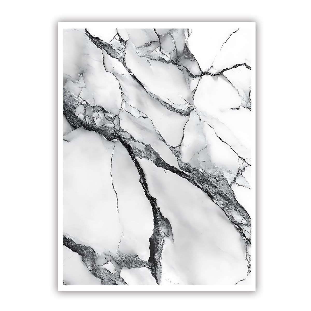 SHENGPOSTER Plakat na płótnie jasny biały minimalistyczny szary, abstrakcyjny obraz ziemski dym skała żyły na ścianę sztuka ścienna jadalnia biuro 65 x 85 cm