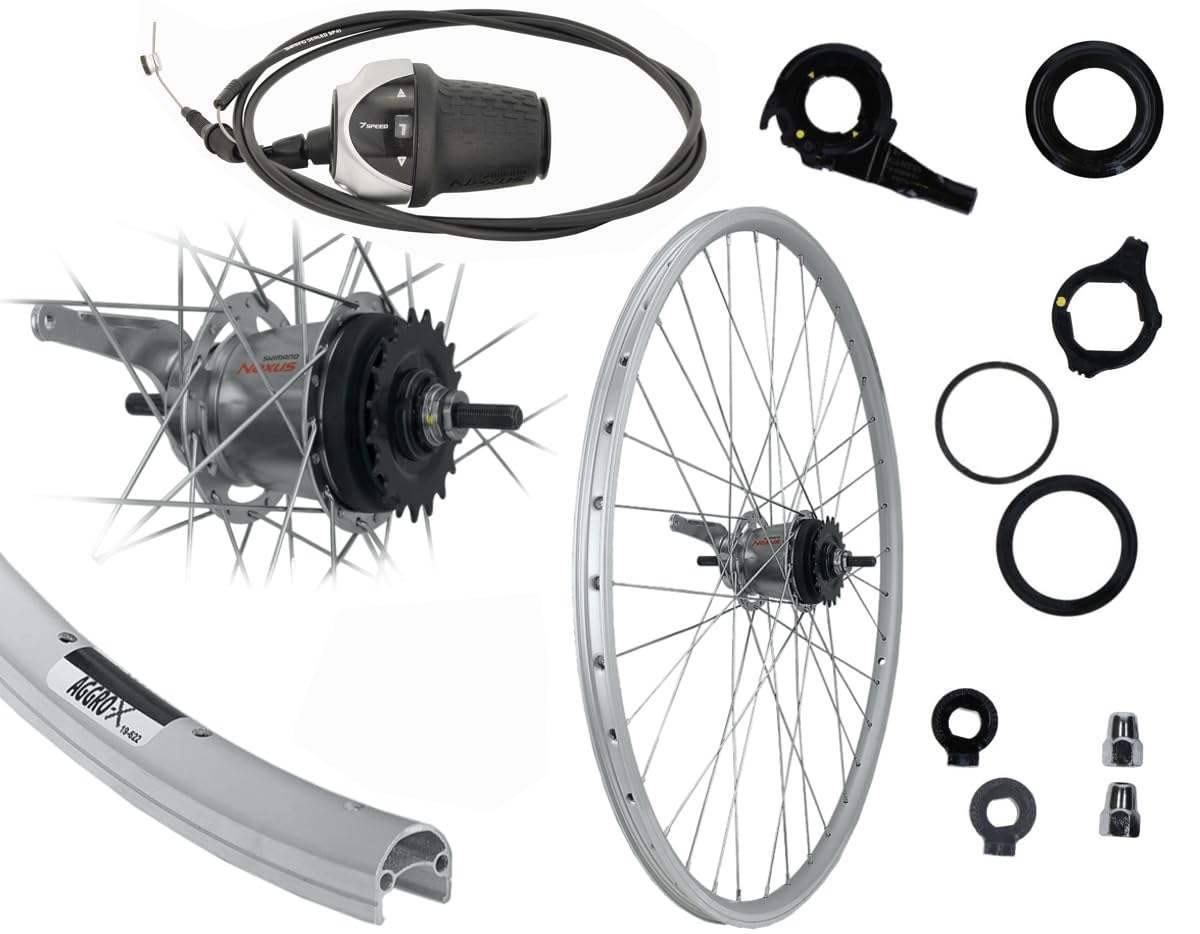 28" Hinterrad 19-622 7 Gang Nexus Nabenschaltung Rücktritt | Hohlkammerfelge, Felgenbremse, Rücktrittbremse, silber + Zubehör