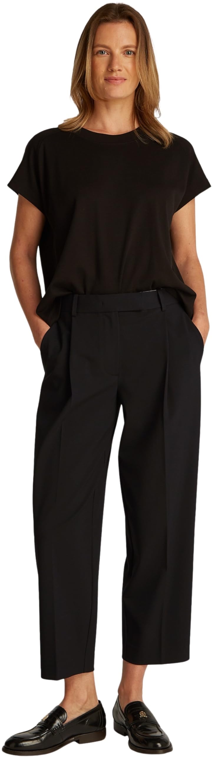 Tommy Hilfiger Damen Stoffhose Stretch Tapered Knöchelfrei