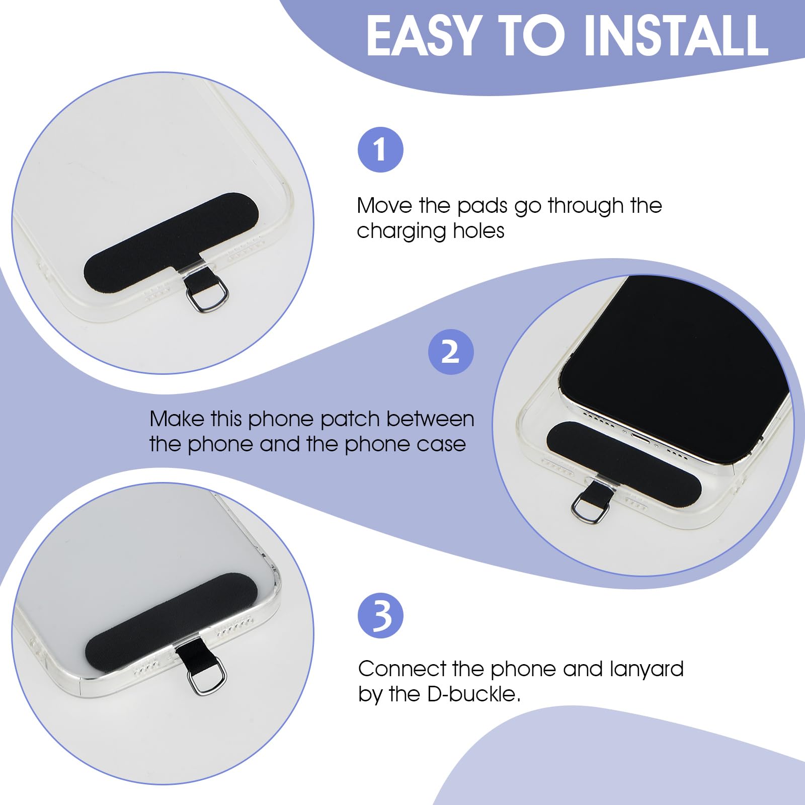 Simarro 3Pcs Phone Tether Tab Pads, Cell Phone Strap Patch - View #9