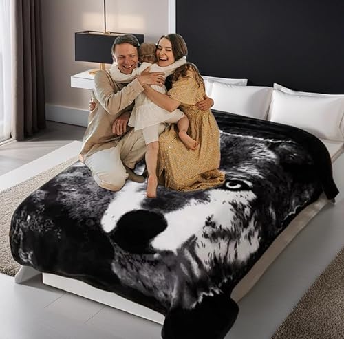 Miniatura 8 de Manta con diseño de lobo 35 libras ultra suave de felpa cálida