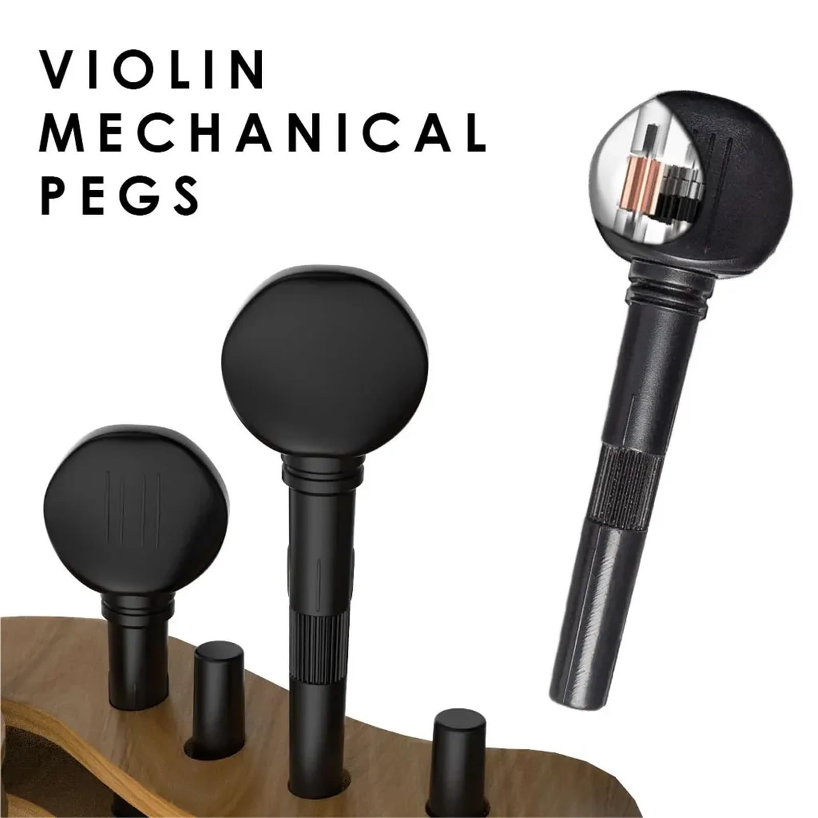 Clavijas de Afinación para Violín Juego de 4 clavijas afinación for violín acústico 4/4 y 3/4, con engranajes fina G/D/A/E Violín