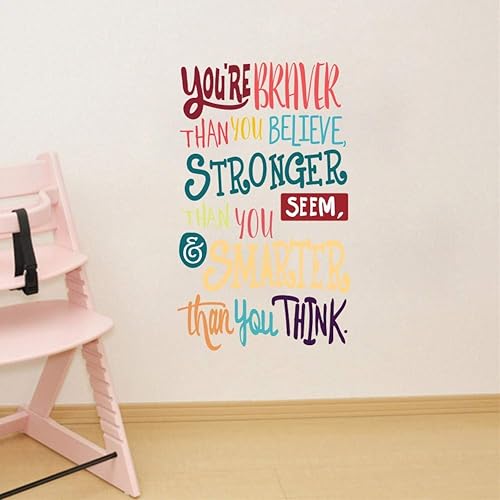 Miniatura 3 de Calcomanía de pared con texto en inglés "You're Braver Than You Believe,Stronger Than You Seem,Smarter Than You Think", para decoración salones de
