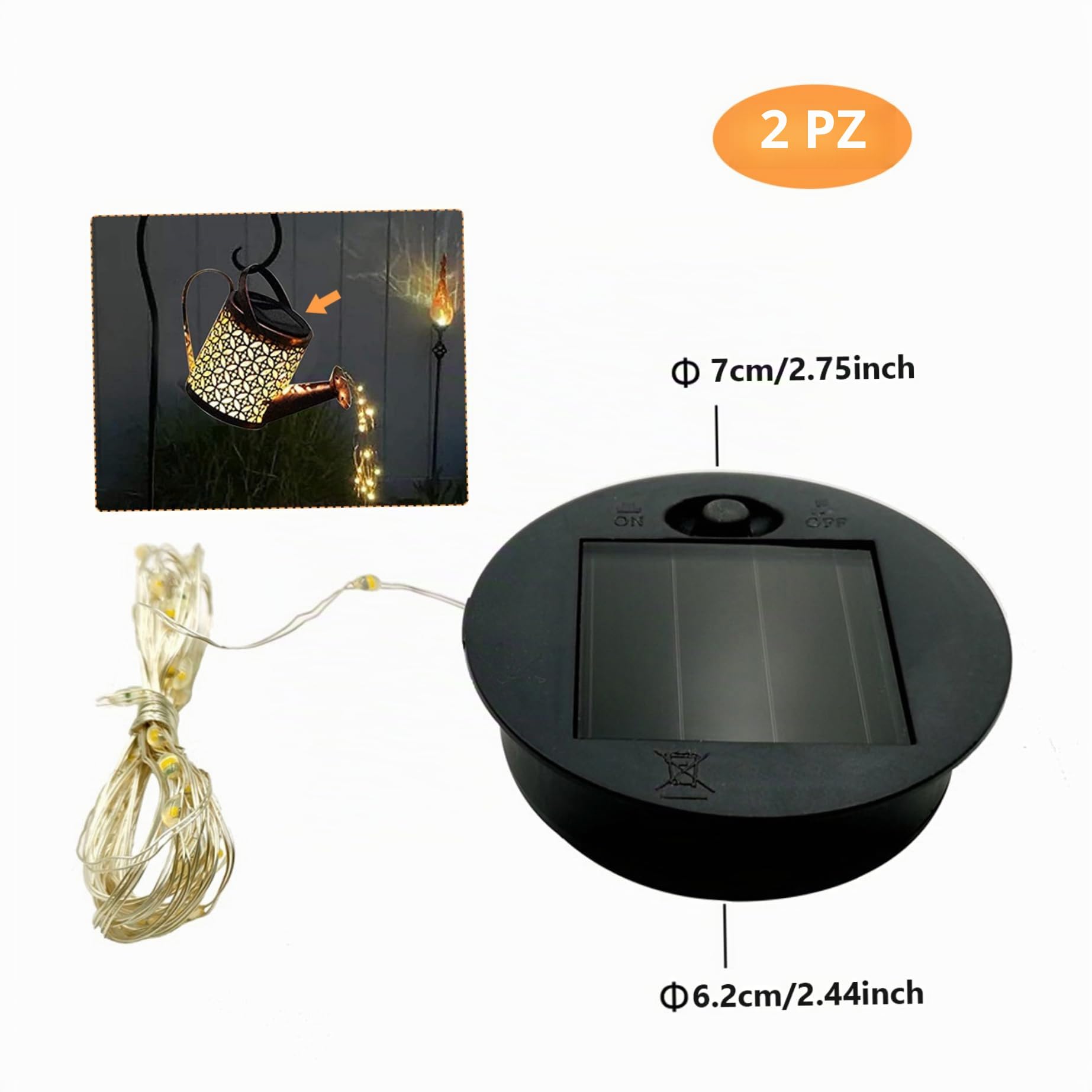 2 pezzi Coperchio per lanterna con pannello solare e luci a stringa - Sostituzione superiore per luci solari fai-da-te per fiori da esterno, 6 cm / 2,4 pollici rotondo