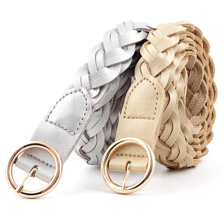 COTIM COYIN Women's Braided Skinny PU Leather Woven Belt for Jeans, Pants2