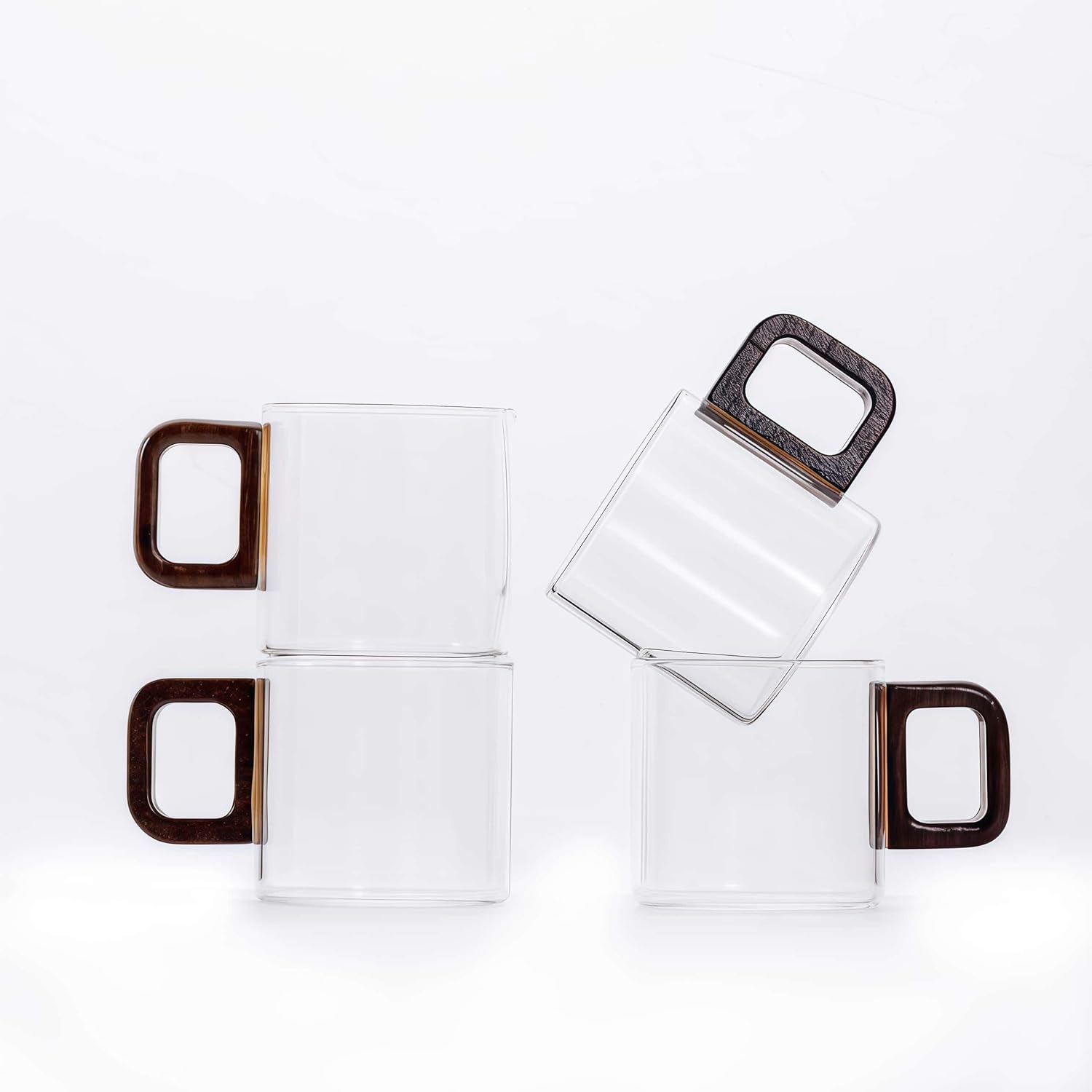 Espresso Cups Set of 4, 4 oz Espresso Cups, Espresso Shot Glasses with Handle for Coffee or Tea (Clear)