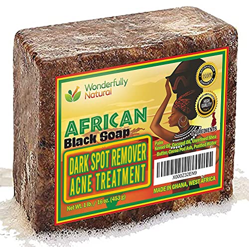 #1 Organic African Black Soap | Acne Treatment & Dark Spot Remover | 60 day Satisfaction Guarantee | For Face & Body 1lb bar