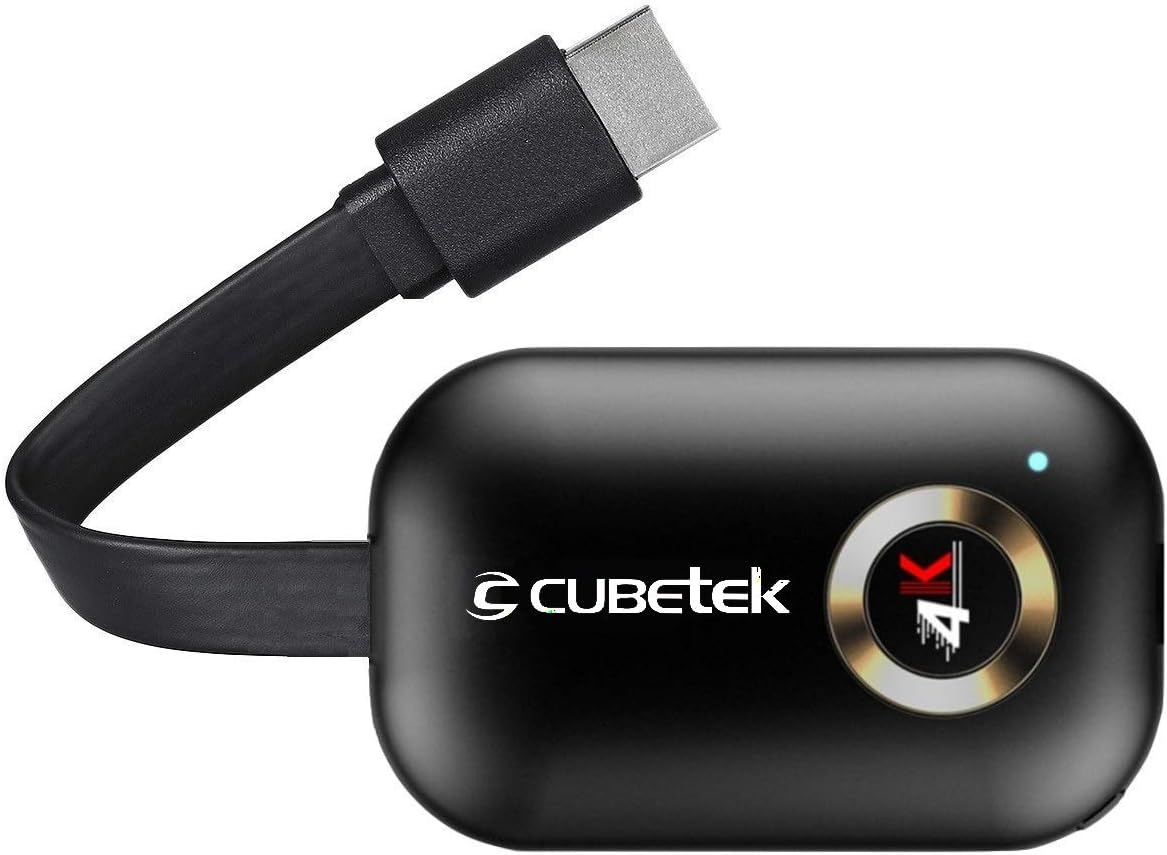 CUBETEK 4k Wireless Display Dongle for Screen Mirroring/Miracast/Airplay/DLNA from Mobiles, Tablets, to TV Wirelessly, 2.4G WiFi, Model: G9Plus