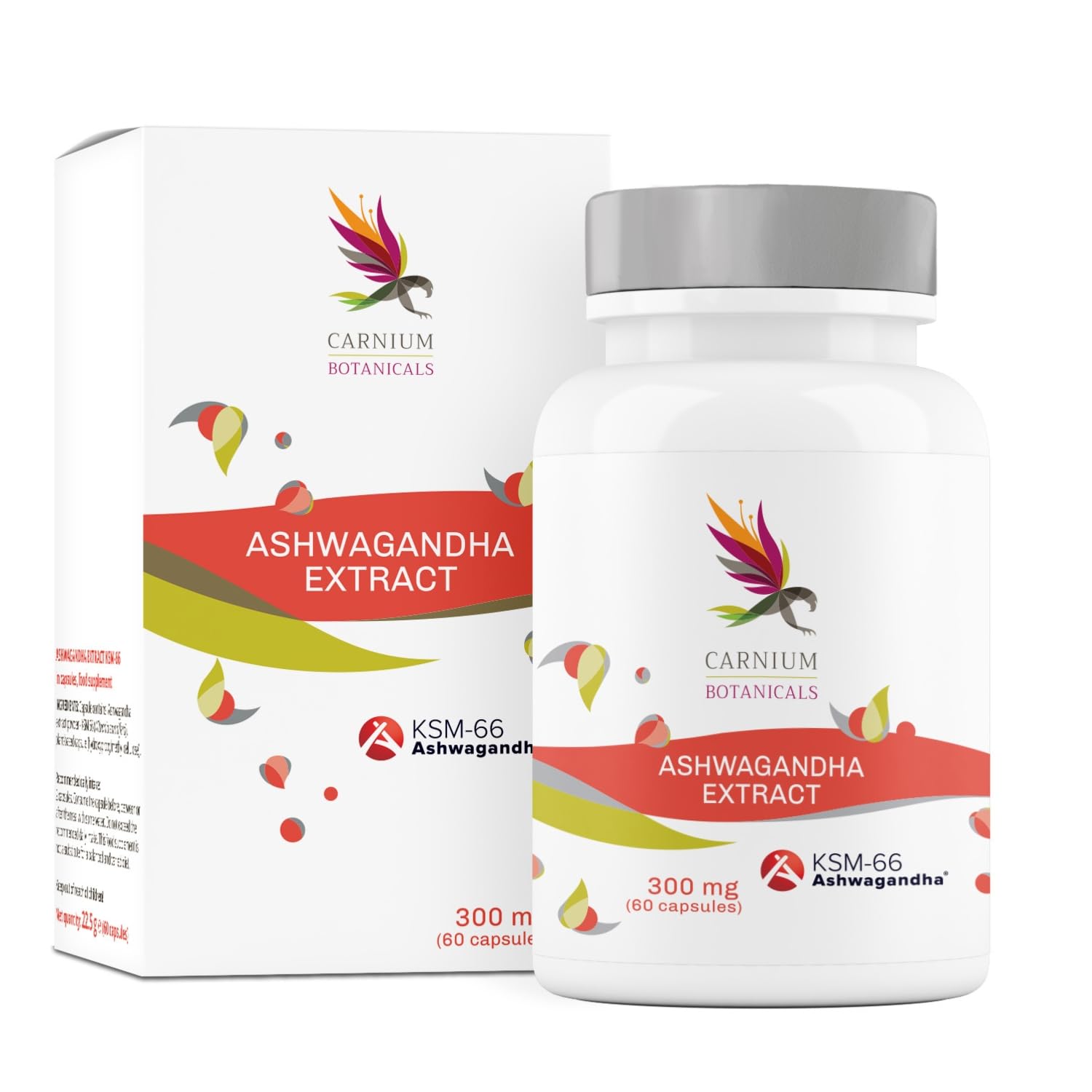 Carnium Botanicals Estratto di Ashwagandha KSM-66 da Radice Pura – Integratore Alimentare ad Alta Concentrazione – 60 Capsule Senza Glutine – Vegano