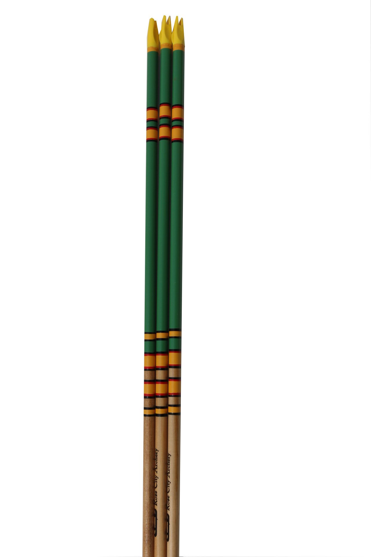 Rose City ArcheryPort Orford Cedar Extreme Elite Crown Dipped/Crested/Nocked Shafts (6-Pack), Walnut Stain, 5/16-Inch Diameter/40-45-Pound Spine