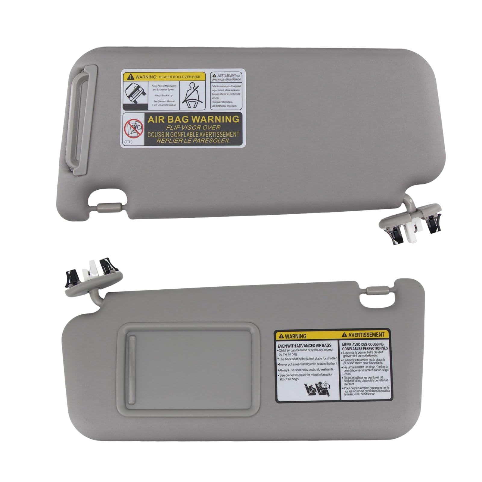 Left Driver and Right Passenger Side Sun Visor Compatible with RAV4 2006 2007 2008 2009 2010 2011 2012 2013 Sunvisor Replaces 74320-42501-B2 74310-42452-B2(Gray)
