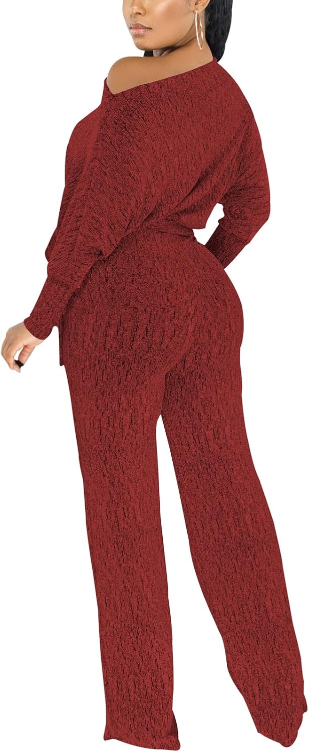 ZonJie Jumpsuits for Women Elegant Sexy Sparkly Sequin Off Shoulder Pants Long Sleeves Wide Leg Clubwear Rompers - Image 4