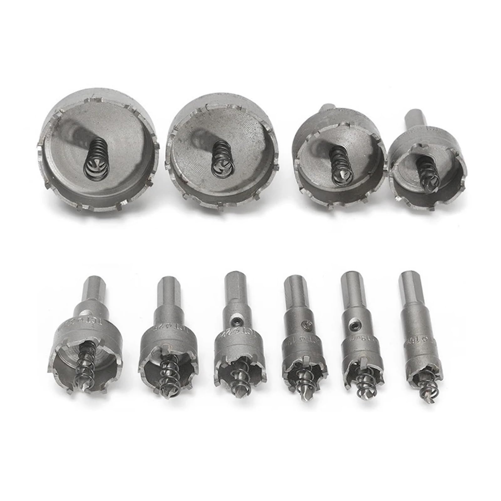 Juego de 10 brocas corona aleación 16-53 mm con punta carburo TCT for corte metal, for coronas perforación acero inoxidable(16-50mm 10PCS)
