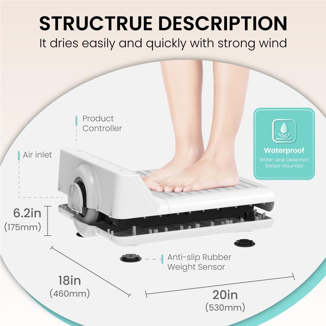 VOVO STYLEMENT BD-7700W Body & Foot Dryer, Made in Korea, Temperature & Wind Volume Controlled Dryer with Intuitive Display, Waterproof hygienic Scaffolding