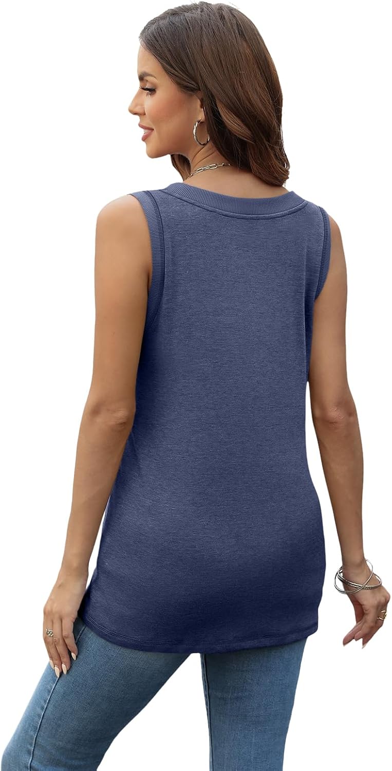 SUNBS 3 Pack Tank Top Women 2026 Sleeveless V Neck Summer Causal Loose Fit Tops Basic Flowy Dressy Cute Long Shirts Outfits - Image 4