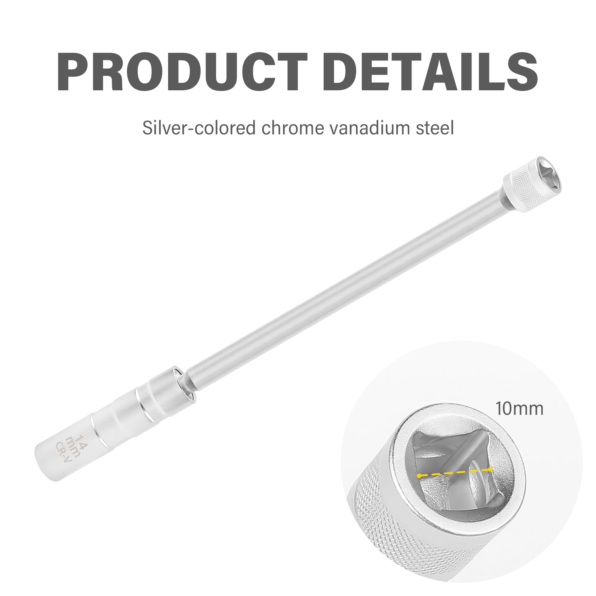 Magnetica Estesa Chiave per Candele,Lunga 35 cm Rotazione a 360 Gradi Chiave Candela 14 mm con 12 Punti,Accessorio Auto Chiave per Candele Auto Adatto Veicoli (14 mm)