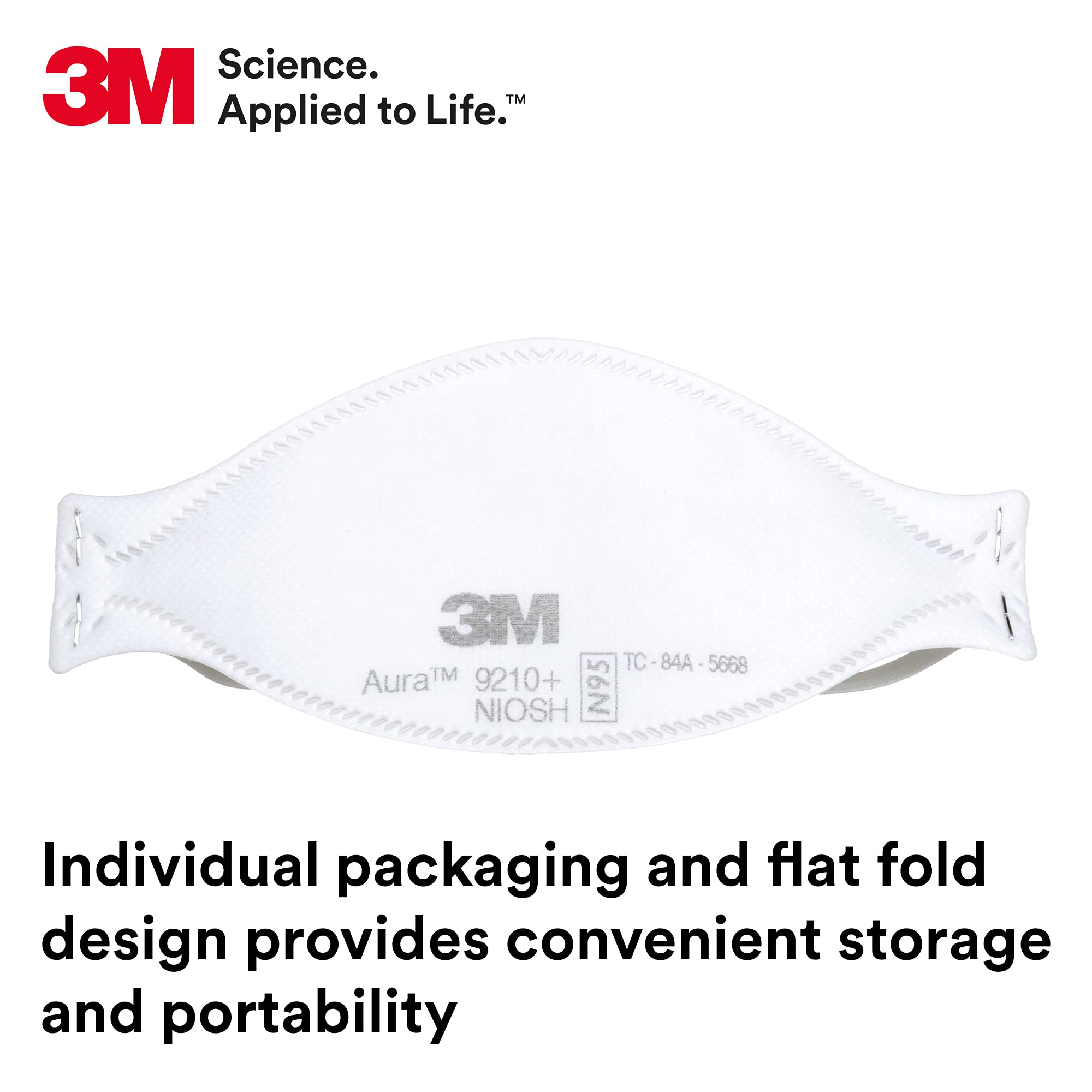 3M Aura Particulate Respirator 9210+, N95, Pack of 240 Disposable