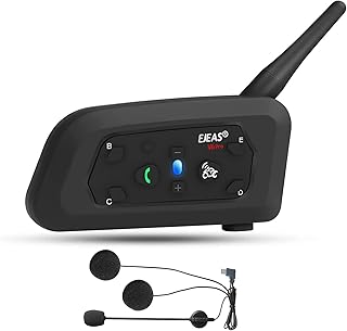 EJEAS V6 Pro Motorcycle Bluetooth Headset, 2 Riders Intercom Bluetooth 5.1 Helmet Communication System with Hands-Free Cal...