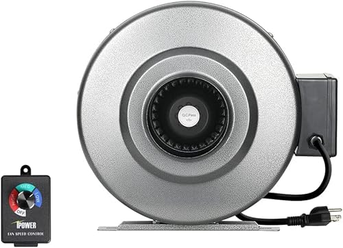 Ipower 4 Inch 190 Cfm Inline Duct Fan Hvac Variable Speed Controller For Grow Tent/Hydroponics Ventilation, Silver #TOP12