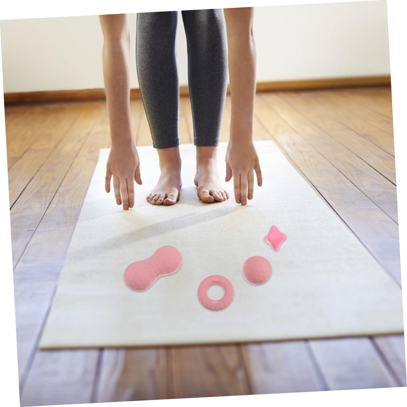 Gatuida Balles de Massage Haute Élasticité Ensemble de 4 Rose en Silicone Outil de Relaxation Musculaire pour Muscles et Paume pour Yoga et Fitness