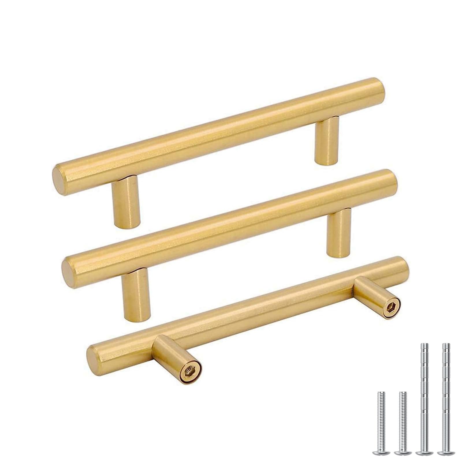 goldenwarm つや消し真鍮キャビネット 食器棚 引き出しドアハンドル プルノブ 家具 キッチン 金具 穴中心 3.5インチ 全長6インチ 2個