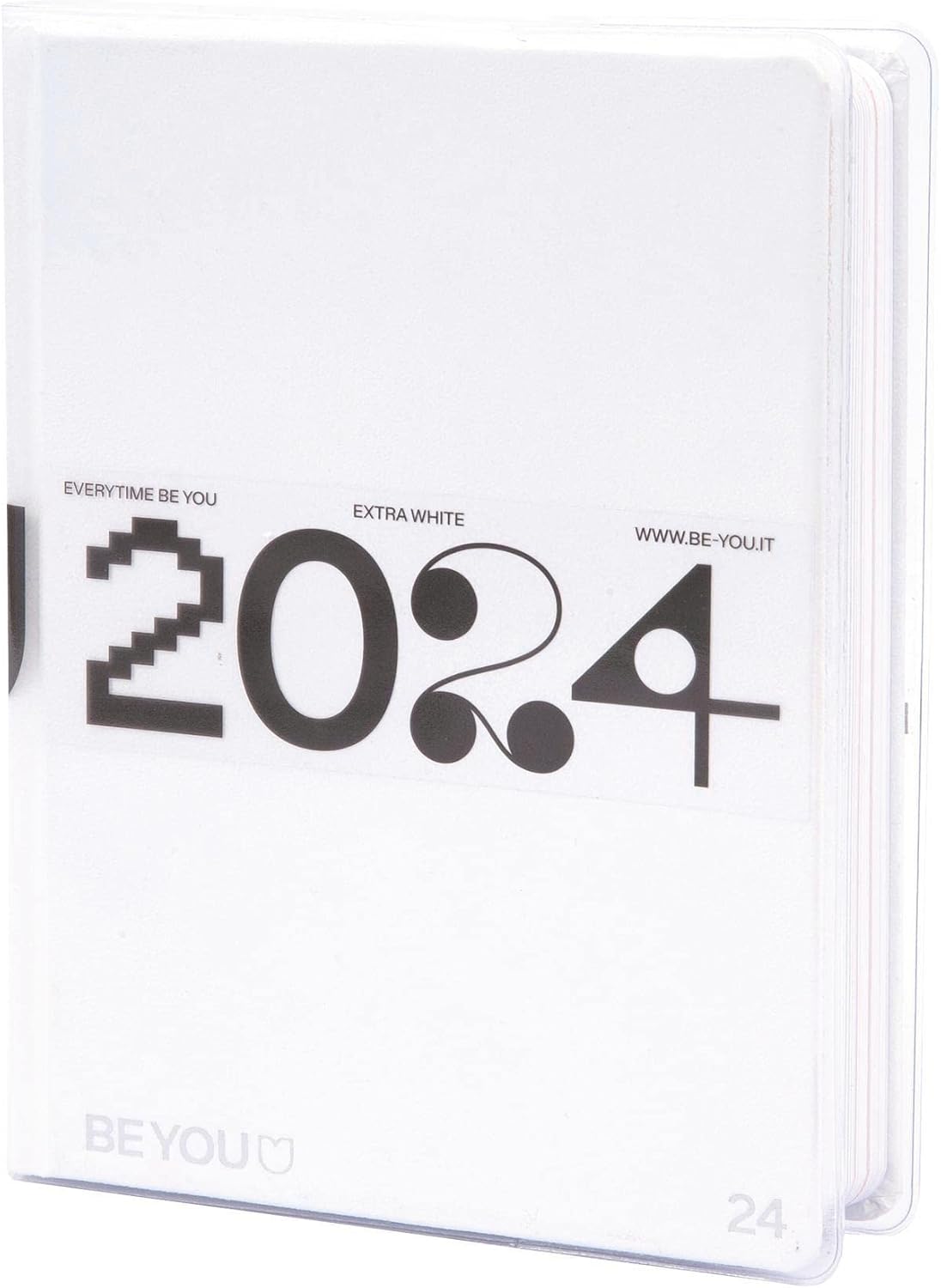 BE YOU Extra White School Diary 2023-2024, 12 Months, September 2023 - August 2024, School Diary with Sticker and Sketch Pages, Transparent Cover, Medium Size 12.5 x 16.5 cm