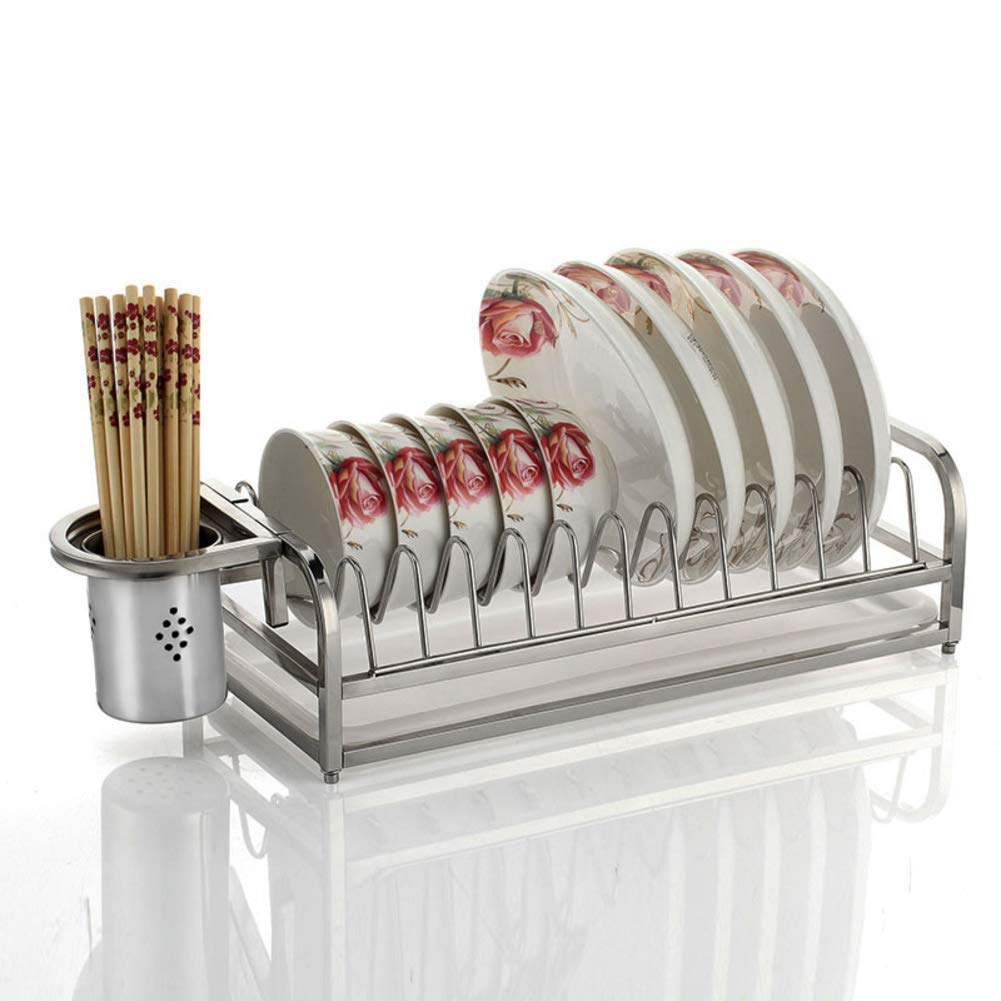 Escurreplatos Pequeño,Compacto Escurreplatos con Removible Bandeja De Goteo Acero Inoxidable Estante Drainer para Kitchen Countertop A